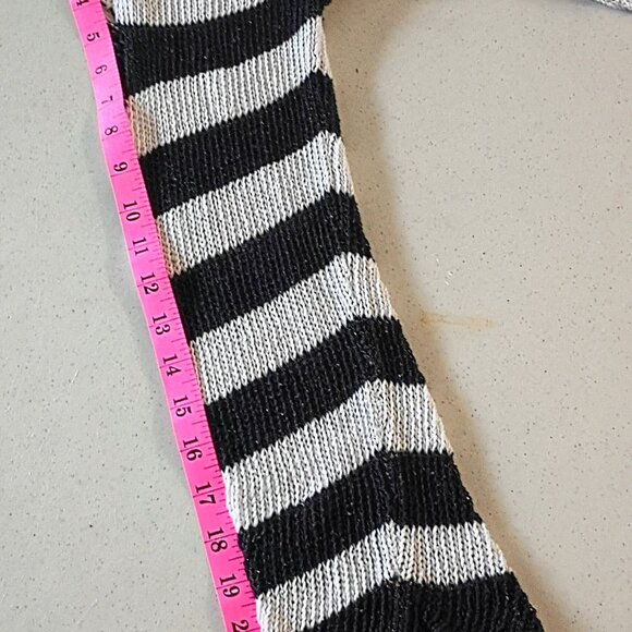 Distressed Striped Sweater Grunge Punk Knit Top Shredded Black White (Fits M) - Picture 8 of 13